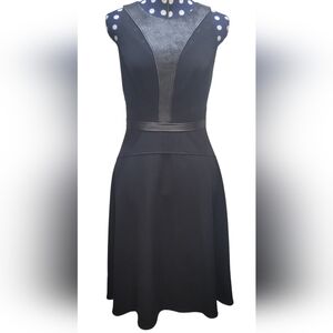 Cynthia Steffe Black Dress with faux leather